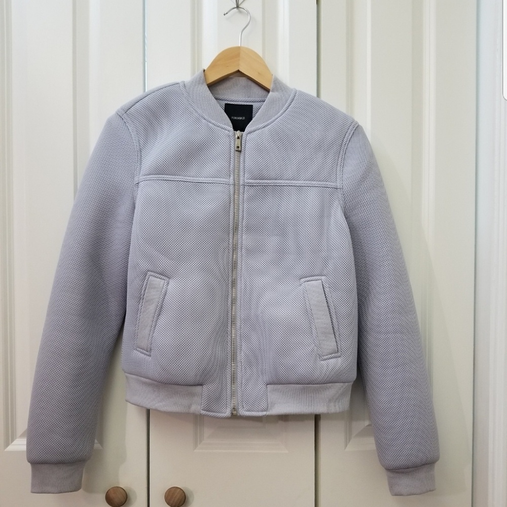 NWT Forever21 blue/gray Sporty Bomber Jacket|small